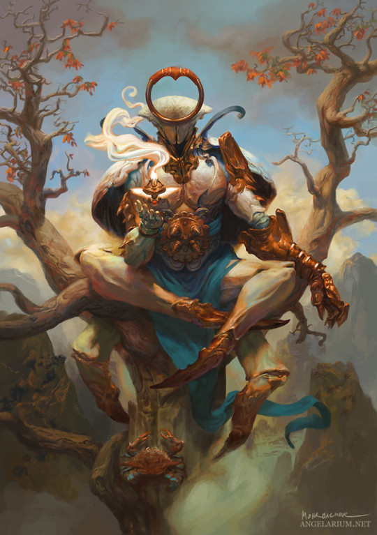 ex0skeletal: Zodiac Angels by   Peter Mohrbacher   1.  Hanael, Angel of Capricorn: 2.  Advachiel, Angel of Sagittarius: 3.  Ambriel, Angel of Gemini: 4.  Muriel, Angel of Cancer: 5.  Verchiel, Angel of Leo: 6.  Hamaliel, Angel of Virgo: 7.  Zuriel, Angel