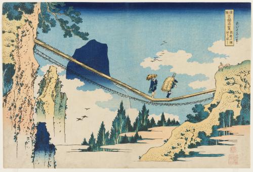 Hokusai - The Suspension Bridge on the Border of Hida and Etchū Provinces (1830)