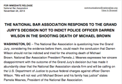 maccahawk:  The National Bar Association calls out the injustice of the Mike Brown Shooting Death decision.  