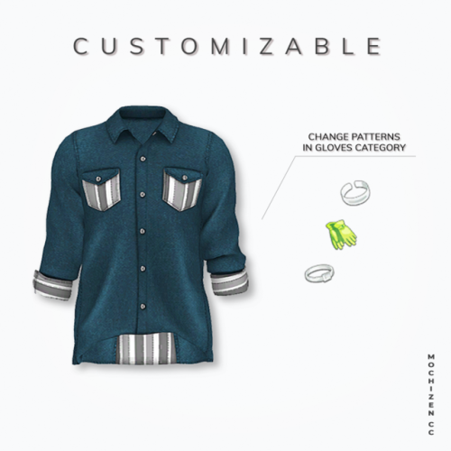 MOCHIZEN CC  -  SPLITTED DENIM SHIRTNew MeshHQ Mod CompatibleCustom Maps and Thumbnails36 