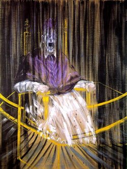 aestheticsandabominations:  Study after Velzaquez’s Portrait of Pope Innocent X- Francis Bacon, 1953 &ldquo;Bacon worked on his pope paintings, variations on Velázquez’s magnificent portrait of Pope Innocent X, for over twenty years.&rdquo; &ldquo;The