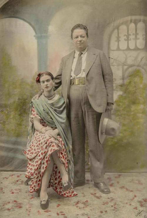 Wedding portrait of Frida Kahlo and Diego