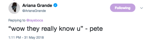 arianagrandesource:May 31st: Ariana via Twitter