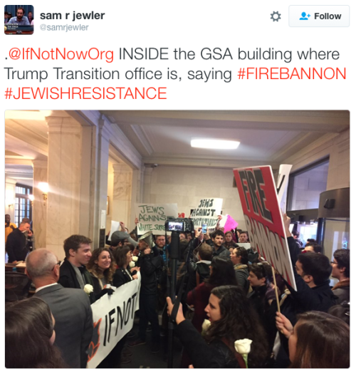 micdotcom: Jewish protesters and allies marched on Trump transition HQ to demand that he #FireB