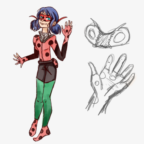 Tried a few different designs for Marinette ^^The leggings were a reference to Chat but I don’t thin