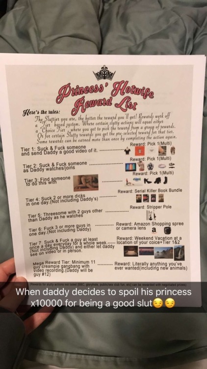 Pretty excited about this reward list daddy surprised me with last night