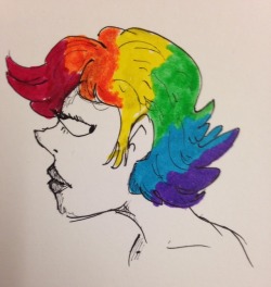 tigerach:  This has been done before but I drew girls with pride flag hair!