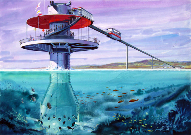 70sscifiart:  Underwater sci-fi from Dino Marsan, Frank Kelly Freas, John Berkey,