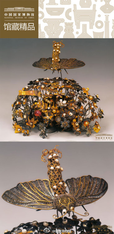 dressesofchina:Sui-dynasty  child’s headdress, tomb of Li Jingxun