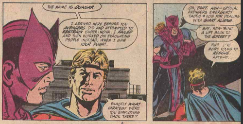 Avengers #303, 1989 “Oh that. Ahh– special avengers emergency tactic #1108 for dealing with gi
