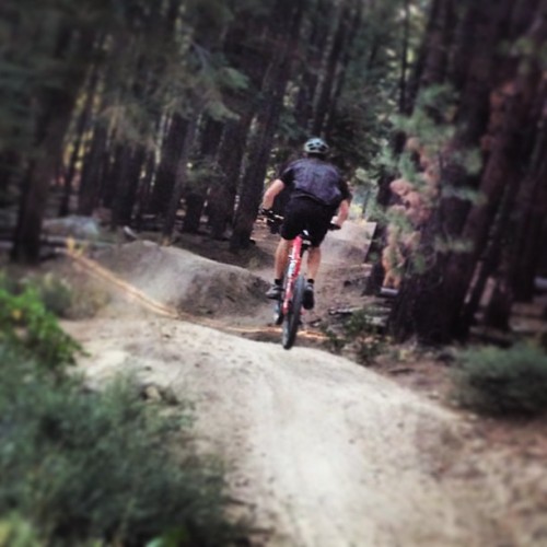 tahoejenn: Jumping for joy now that the smoke is clearing out. #mtb #tahoe #rimfire #singletrack