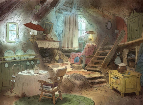 scurviesdisneyblog:Production art from Winnie the Pooh by Art Director Paul Felix