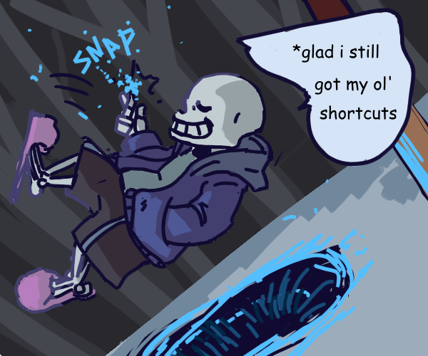 kuudessilma:  sans tries to teleport in his bed after a rough day but misses 