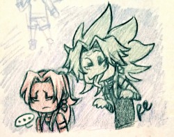 obsessionsbyareonn:  I have been having trouble getting Marik’s fringe quite right, so I stayed up late doodling him to get more used to it (ignore the doodle of my sister in the corner lol).  I will be out of town on business for the next week: so