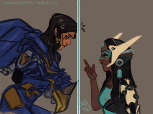 shadowrabbits: More between commission doodles. I couldn’t think of a ship name for Pharah/Sym