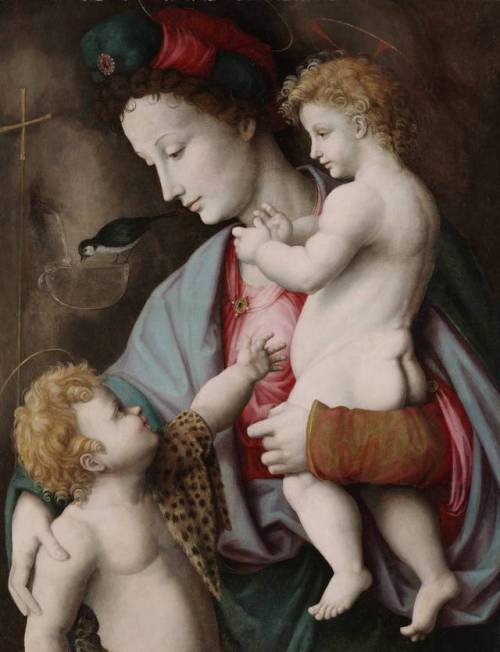 La Virgen con el niño y san juanito por Bacchiacca, 1525.