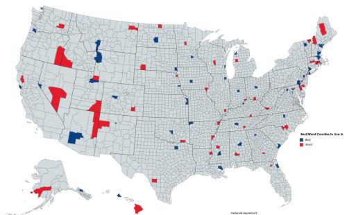 halberdierminister:mapsontheweb:Best and worst counties to live in by US state, based on poverty rat