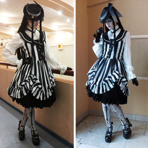 hide-vi: My outfit for street fashion stage contest. Dress is made by me, collar - AP, tights - Abil