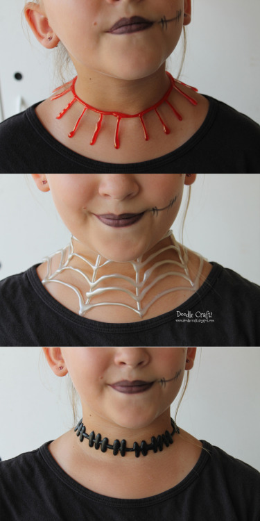 DIY Halloween Glue Gun Necklaces Tutorial from Doodlecraft.Make these cheap and easy Halloween neckl
