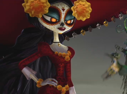sunshinederp:  tifablog:  sunshinederp:  ref grabs. I guess her sugar coating is her “skin,” she has a nose and everything just painted over unlike the actual skeleton characters.  La Muerte from The Book Of Life  La Muerte (the character) is based