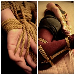 ropeandthings:  this-place-isnt-home:  An oldie, missing rope nights with my ex roomie.     @marjoriequinn, rope night?