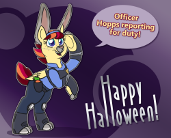 equestrian-post:A small chipper heroine who wears blue and is waaay too enthusiastic about her job?! SOUNDS LIKE A PERFECT FIT. Happy Halloweeeeeeeen!x3! Eeee~! ^w^