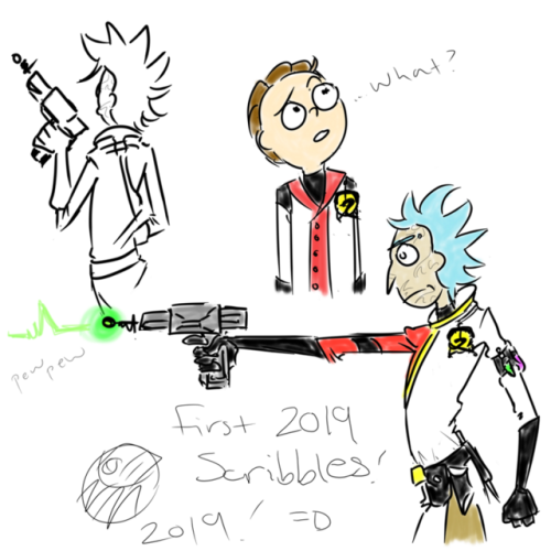 casfresart: First scribbles of the new year! My boys! I don’t draw Morty near often enough…XD And it