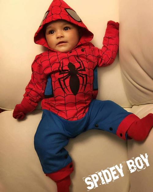 With great power comes great poopie diapers. Jude Oli turns 5 months! #spiderman #marvel #marvelcomi