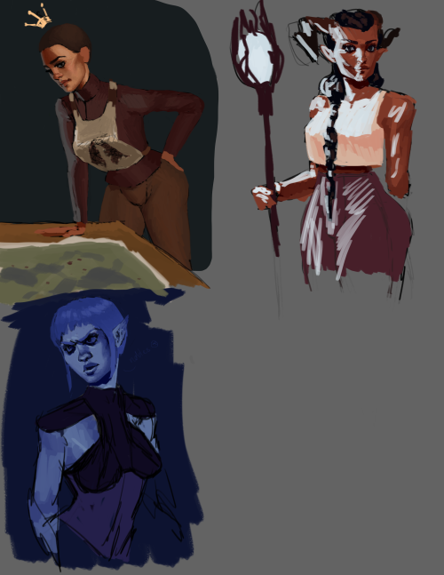 sketchy drawings of my warden, inquisitor and sera:) 