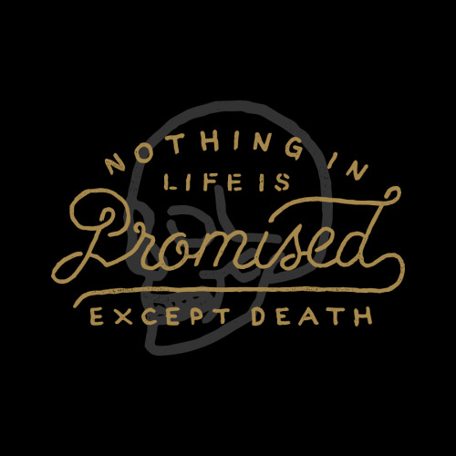 Nothing in life is promised except death. You have to work hard for everything elseLettering by Jame