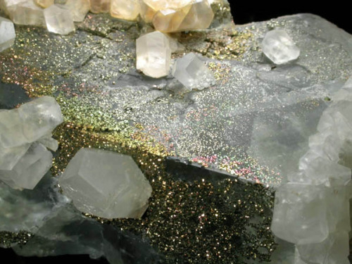 Fluorite with Calcite and PyriteWheal Mary Ann, Liskeard District, Cornwall, England