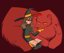 saccharinescorpion:  for tonight’s “fantasy” theme i drew Makishima as a witch and Tadokoro as a bear, because obviously i am just goddamn fantastic at drawing both of those things 