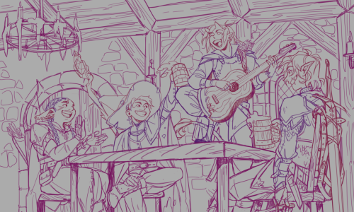 WIP’s of a new illustration I’m working on! BP characters in a DnD Au setting 