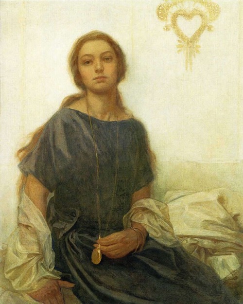 Portrait of Jaroslava.c.1930.Oil on Canvas.82 x 65 cm.Mucha Museum, Prague, Czech Republic.Art by Al