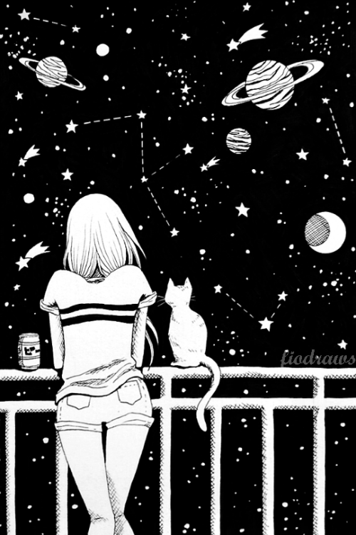 Monochromatic Galaxy Series - “Star Gazing”Instagram: @fiodraws​Facebook: /fiodraws