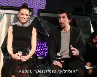 starwarsnonsense: reylooo: Daisy Ridley &amp; Adam Driver during TFA interview That random fan s
