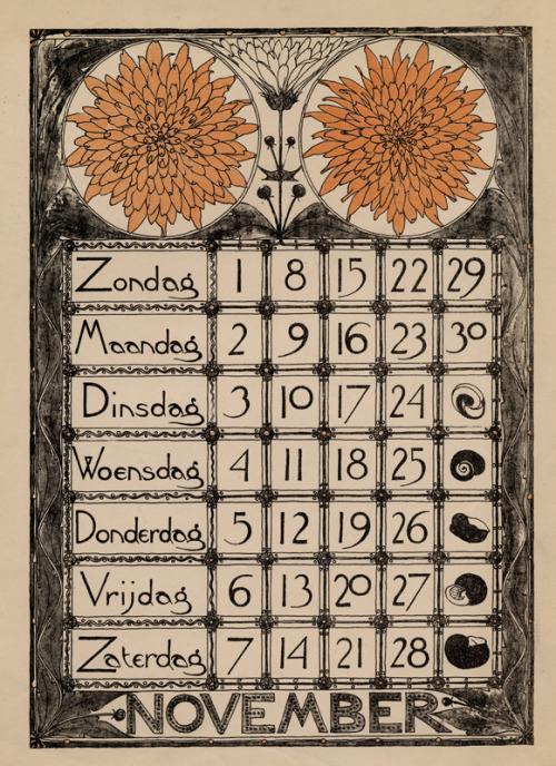 Theodoor Willem Nieuwenhuis (1866-1951, Dutch), 1896 Calendar