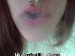 missfreudianslit:  I’ve made a new video! ŭ - A one minute video where you watch me take 3 drags from my e-cig and blow smoke 3 times. You see me laugh, smoke, smile, my septum piercing, my tongue and my teeth. 
