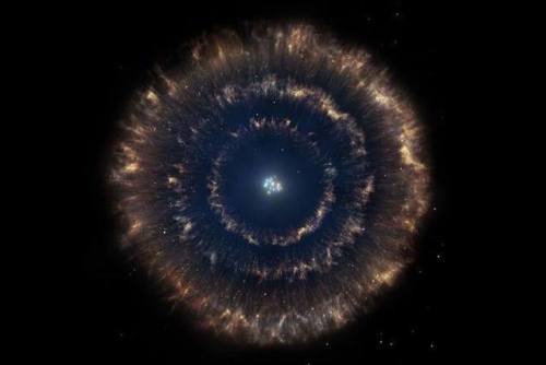 Concentric Bubbles Around Star Cluster - Near M33