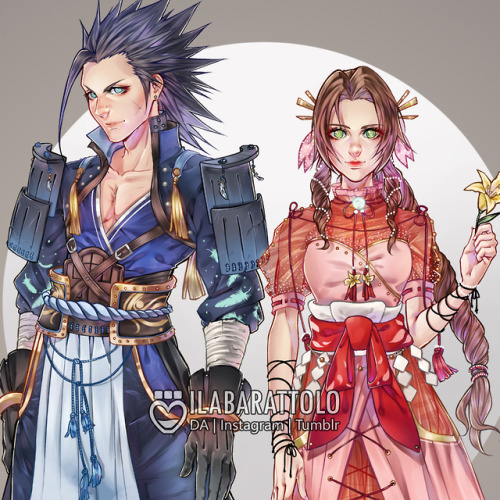 My Zack and Aerith redesign is done! ;u;You can find it as print on my Etsy store!:  https://www.ets