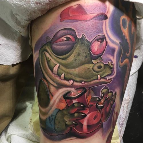 Porn photo tattoosnob:  Stoned Gator by @victor_chil