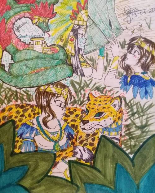 Aztec Animals Quetzalcoatl And Jaguar By Greciasardinajimenez