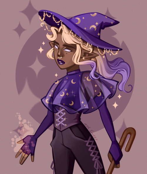 taz-ids:ashsweet:Its taako again[ID] A full color drawing of Taako shown from the thighs up, holding