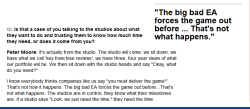 Simmer’s Expectations Unreasonable: Studios get the time they need Peter Moore, COO of Electro