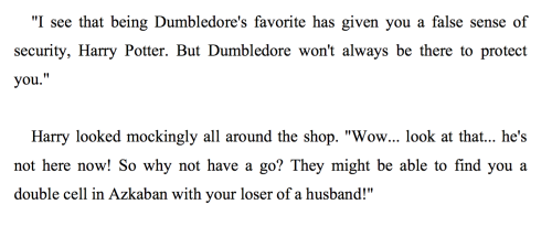 jk-destroyed-our-best-gay-ships: accio-sirius-black:   scrubbish: this was so brutal im struggling to understand how narcissa didnt just turn to dust right here  I love a sassy Potter.    the reason harry never used avada kadavra was because he doesn’t