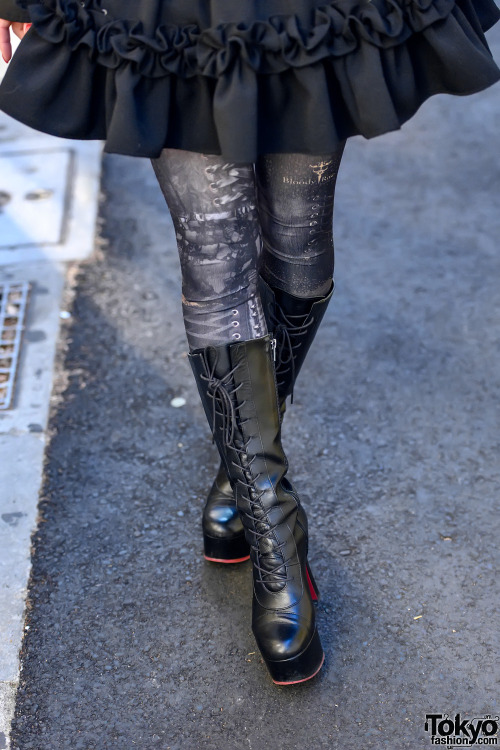 tokyo-fashion: Japanese gothic lolita Sana Seine on the street in Harajuku wearing an MR Corset blou