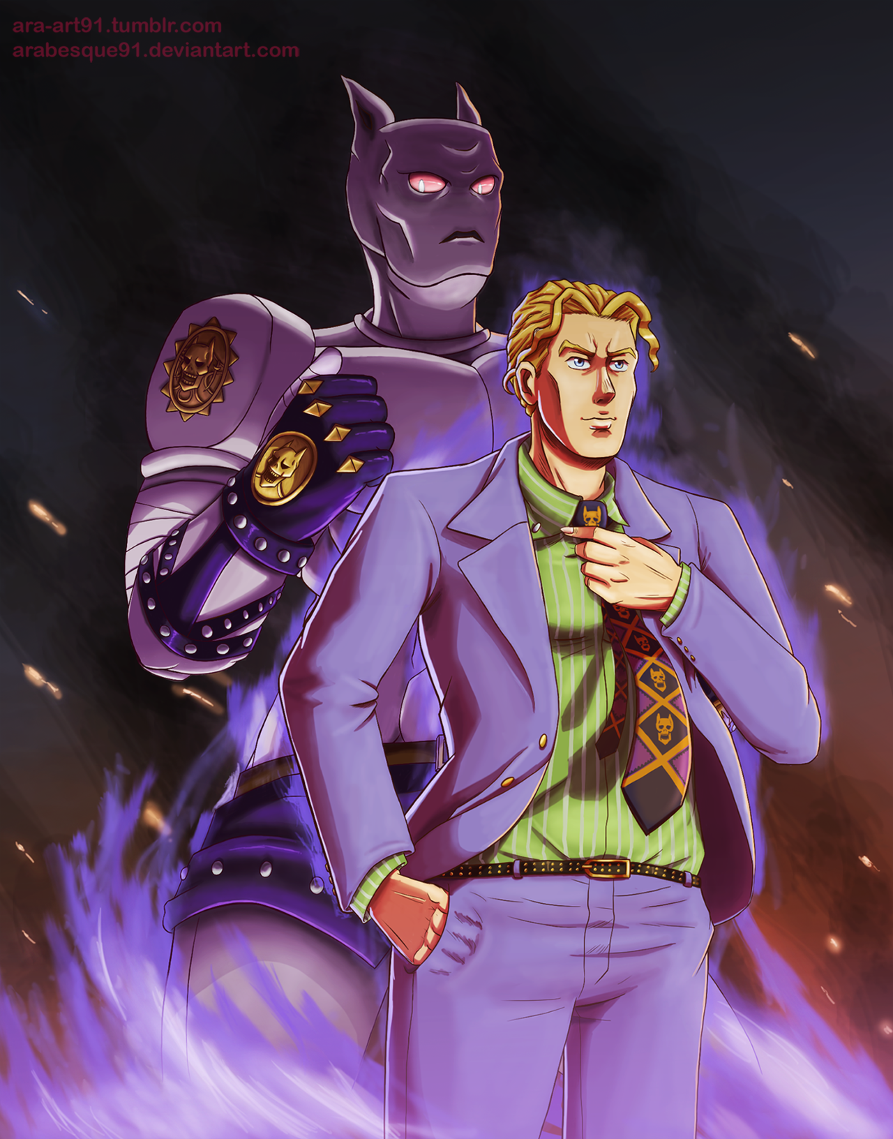 JJBA City Hall」 — Yoshikage Kira and Killer Queen (both ver. 2)