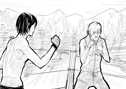 I’ve been wanting to do it for awhile now. Mikasa and Annie. Trying new things again. ps: yes,