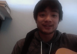 in-the-truly-grusome-do-we-trus:  Osric Chau attempting and failing somwhere in the middle to play / sing the adventure time theme 