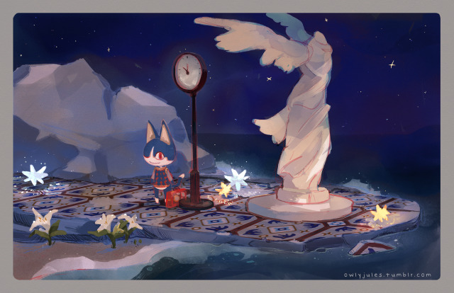 Trying to get back into doing some more rough digital doodles.:) Rover and my abandoned train station on my island.:)